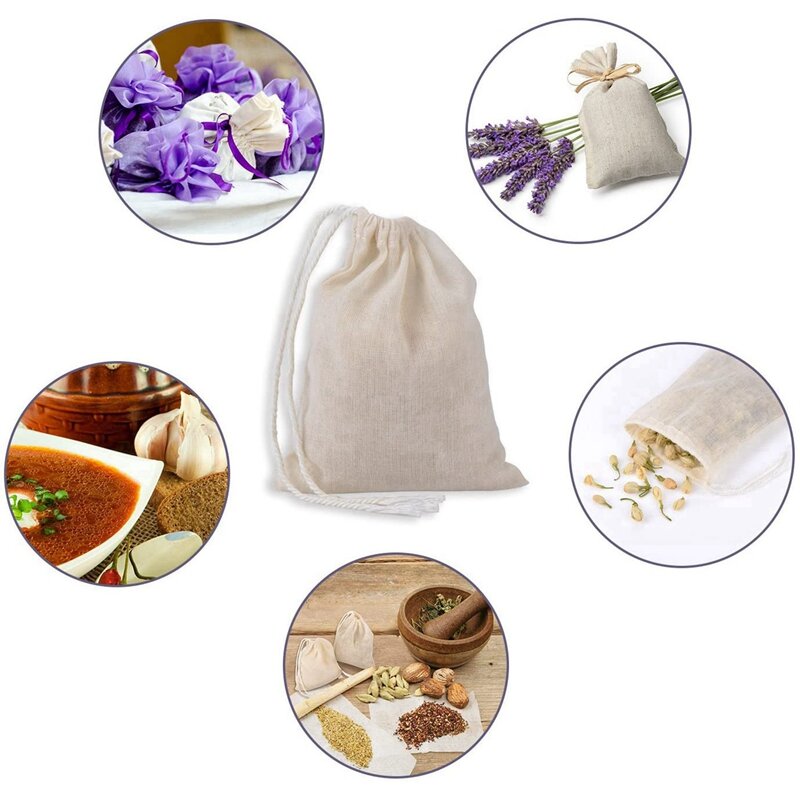 Bolsas de muselina de algodón con cordón, bolsas de té para fermentación, 4X3 pulgadas, 1000 unidades