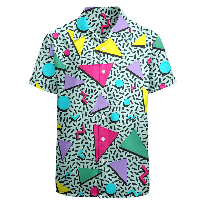 Гавайская рубашка в стиле Харадзюку для мужчин и женщин, праздничная блузка с отложным воротником, фруктовым 3d принтом, модная пляжная одежда с коротким рукавом, на лето