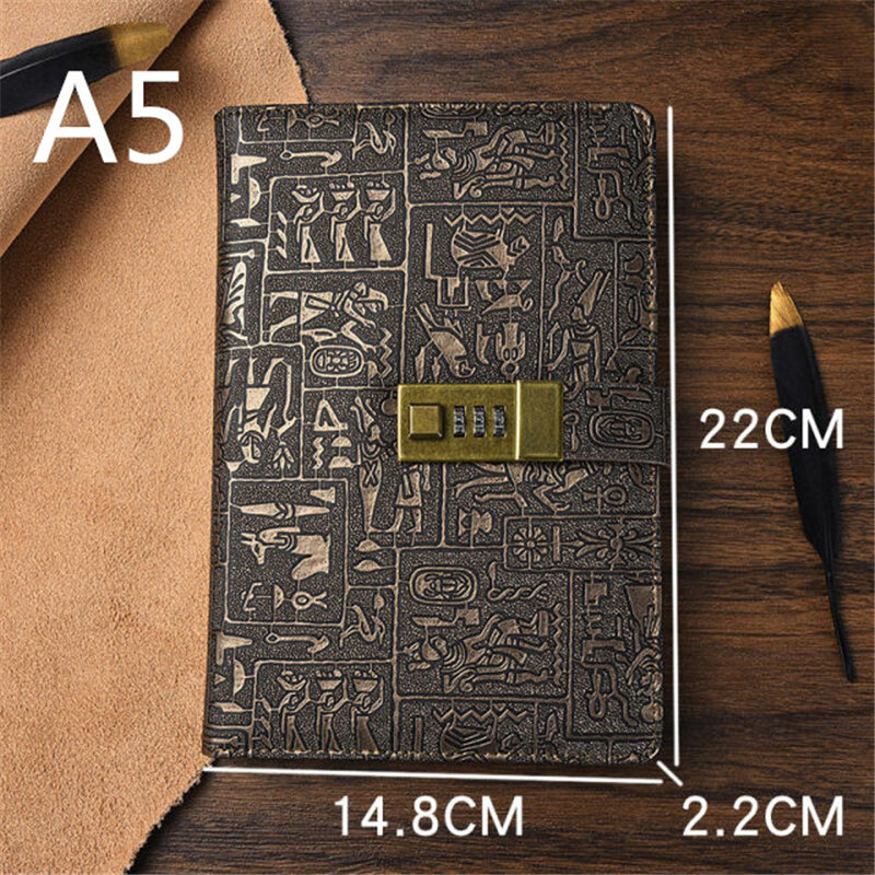 200 Pages A5A6 Code With Lock Diary Book  Notepad Agenda Planner European Style Retro Notebook Simple Hand Account Book Journal