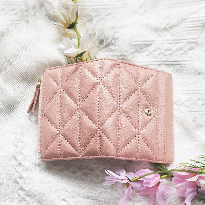 Luxury Design Woman Short Wallet Genuine Leather Coin Purse Business Versatile Credit Card Holder Female Flower Fashion Card Bag