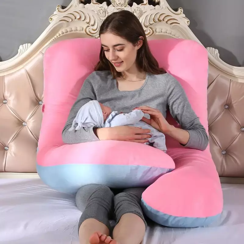 Bantal hamil untuk wanita hamil, 120x70cm bantal lembut ibu hamil pendukung menyusui untuk tidur dropship
