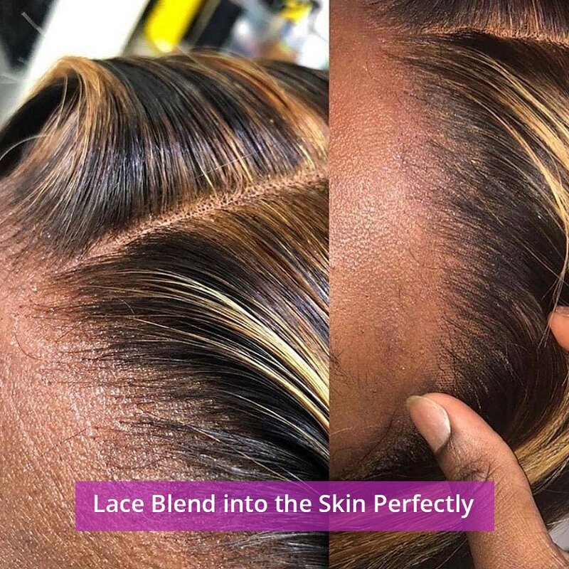 Honey Blond Body Wave Lace Front Wig, destaque peruca, cabelo humano pré arrancado, linha fina natural, HD Lace Frontal Wig, 13x6