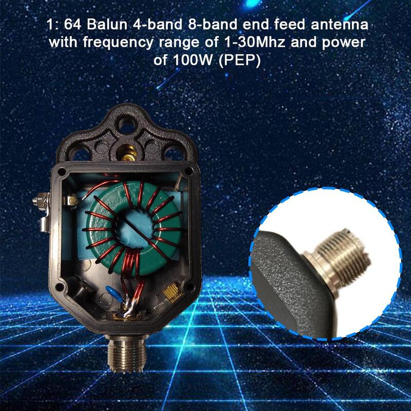 1:64 Balun z anteną półfalową Balun 1-30 MHz PEP Balun 100 W EFHW H2L4