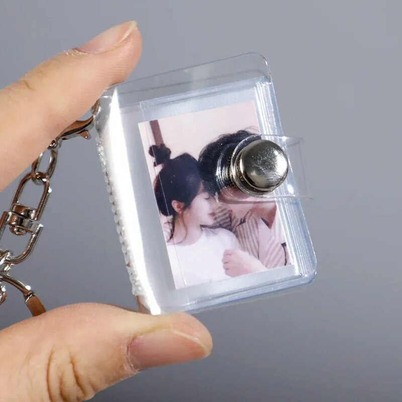 Portátil Transparente Photo Album Keychain, DIY Mini Foto Bolsos De Armazenamento, Chaveiro, Novo, 1/2"