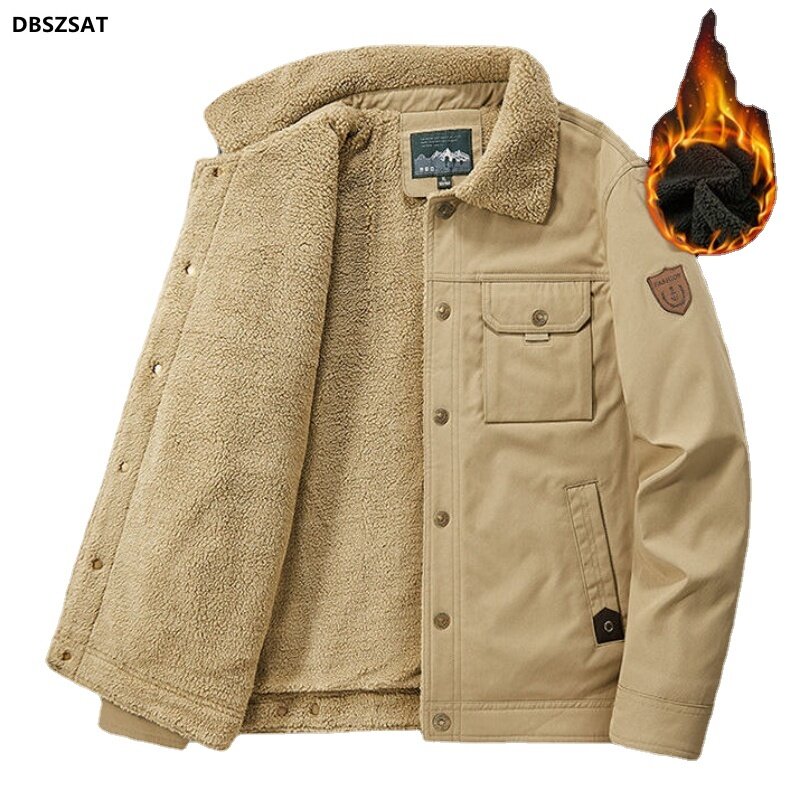 Jaket parka pria, jaket musim dingin pria, jaket bulu domba lapisan bulu, jaket dingin mewah dan tebal