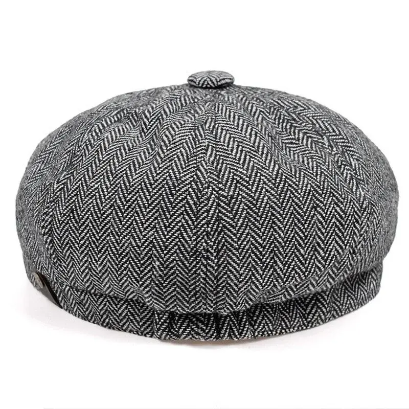 2024 Men's Flat Top Hat Ivy Gatsby Driving Cap Autumn Winter Fashion Newsboy Hat Octagonal Hats for men