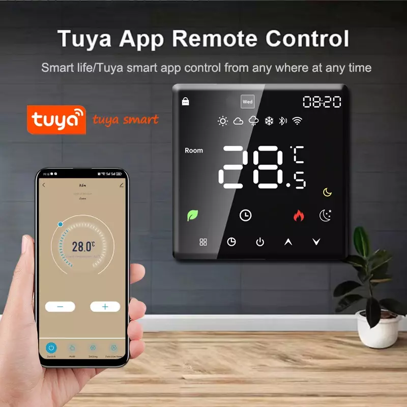 Tuya-インテリジェントWIFIサーモスタット,電気床暖房,trv,水,ガスボイラー,温度,音声,Google Homeリモコン