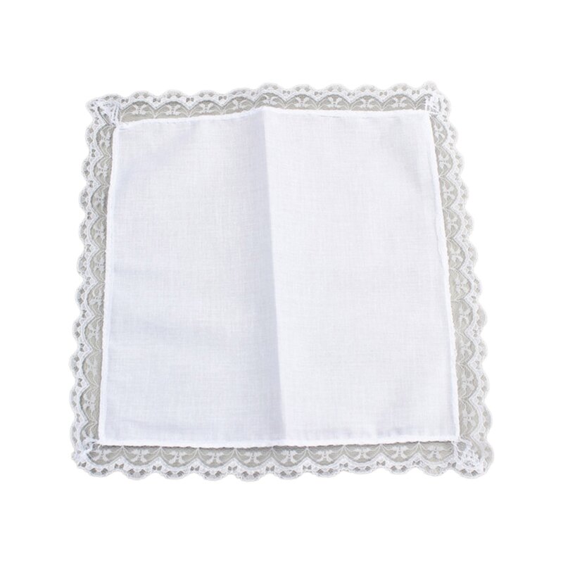 Pañuelo blanco para adultos, adorno de encaje de algodón, pañuelo lavable supersuave, suministros DIY, triangulación de envíos