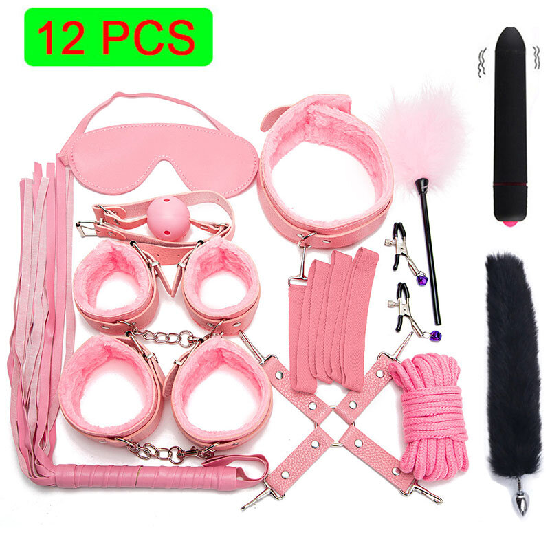Bdsm Set Vibrator Sex Toys For Adults Handcuffs Nipple Clamps Whip Spanking Sex Metal Anal Plug Vibrator Butt Bdsm Sex Toy Shop