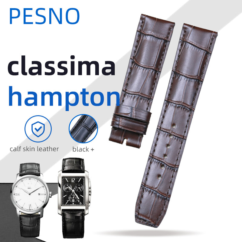 PESNO Baume & Mercier Hampton CLASSIMA 10597/10310 송아지 가죽 시계 밴드, 탑 레이어 가죽 액세서리