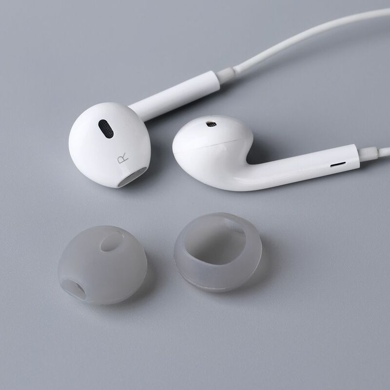 1 pasang casing Earphone silikon penutup ujung earbud antiselip topi untuk iPhone Airpods Eartip earbud lunak tutup Earphone bantalan telinga