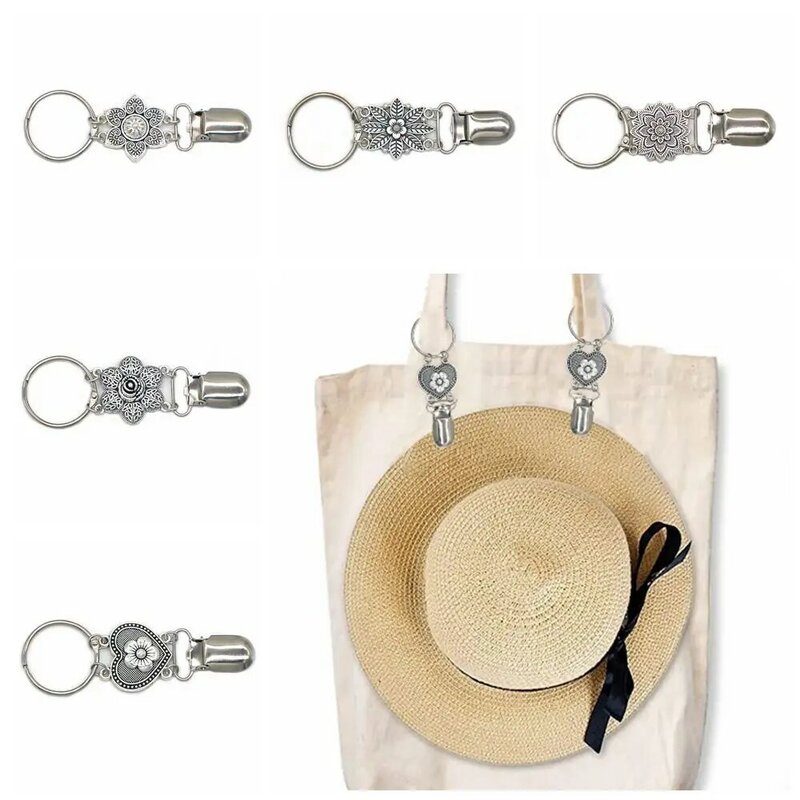 Handbag Accessory Hat Clips Travel Accessories Multifunctional Duck Clip Metal Cap Clip Hat Holder Vintage Flower