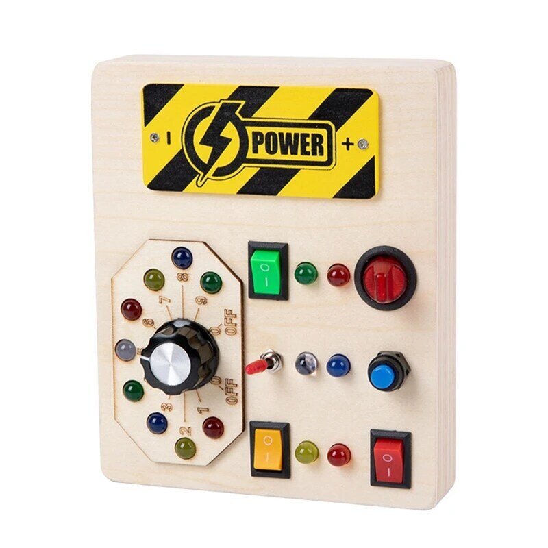 1 PCS Band Children Montessori Busy Board DIY LED Light Switch Busy Board Wooden Toddlers Learning Cognitive Educational Toys
