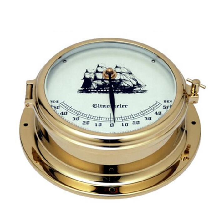 180Mm Messing Digitale Clinometer Gauge Kompas Klok Scheepsschip Boot Jacht Navigatie Nautische 50 Graden Scope