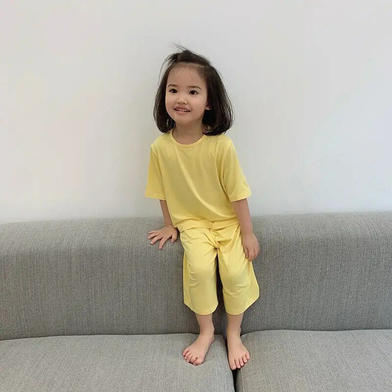 Kids Pajama Sets Modal Air Conditioning Clothing Summer Loose Thin Soft Girls and Boys Baby Pajamas Home Wear Baby Sleepwear