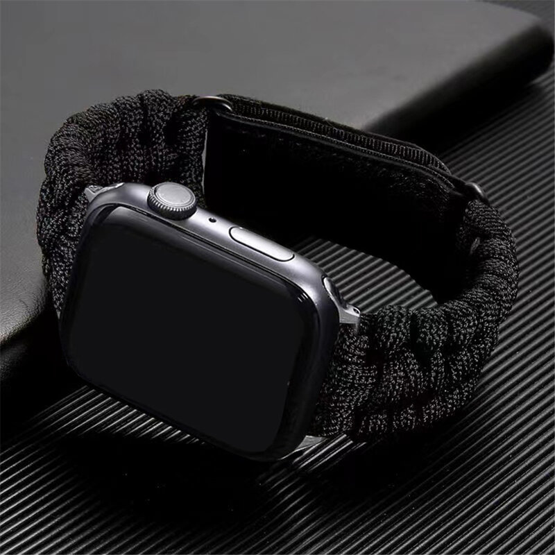 Seil Strap für Apple Uhr Ultra Band 49mm 45mm 44mm 42mm 41mm 40mm 38m Robuste Nylon Geflochtene Sport Schleife iWatch 8 7 6 SE Armband