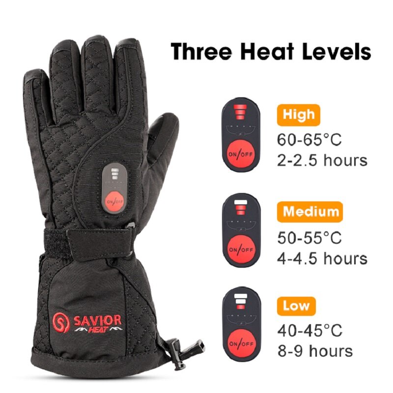 Savior-guantes calefactables recargables para hombres y mujeres, guante de esquí eléctrico con batería, pantalla táctil, ciclismo, pesca, Invierno
