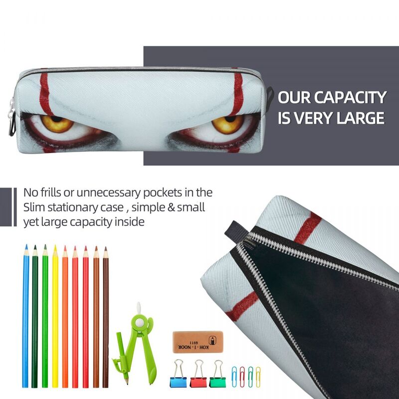 Pennywise Horror Clown Red Balloon Pencil Cases New Bill Skarsgard Pen Bag Girl Boy Large Storage Office Cosmetic Pencilcases