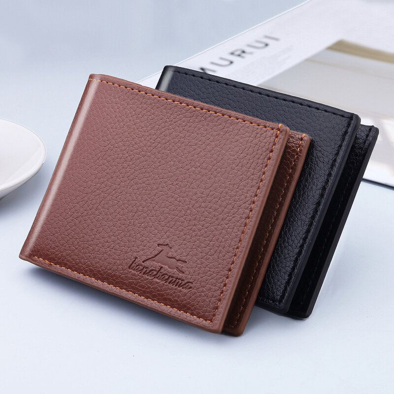 Business Pu Faux Leather Men's Short Wallet with Zippered Bag Billfold, Lightweight and Fashionable Wallet Moneybag
