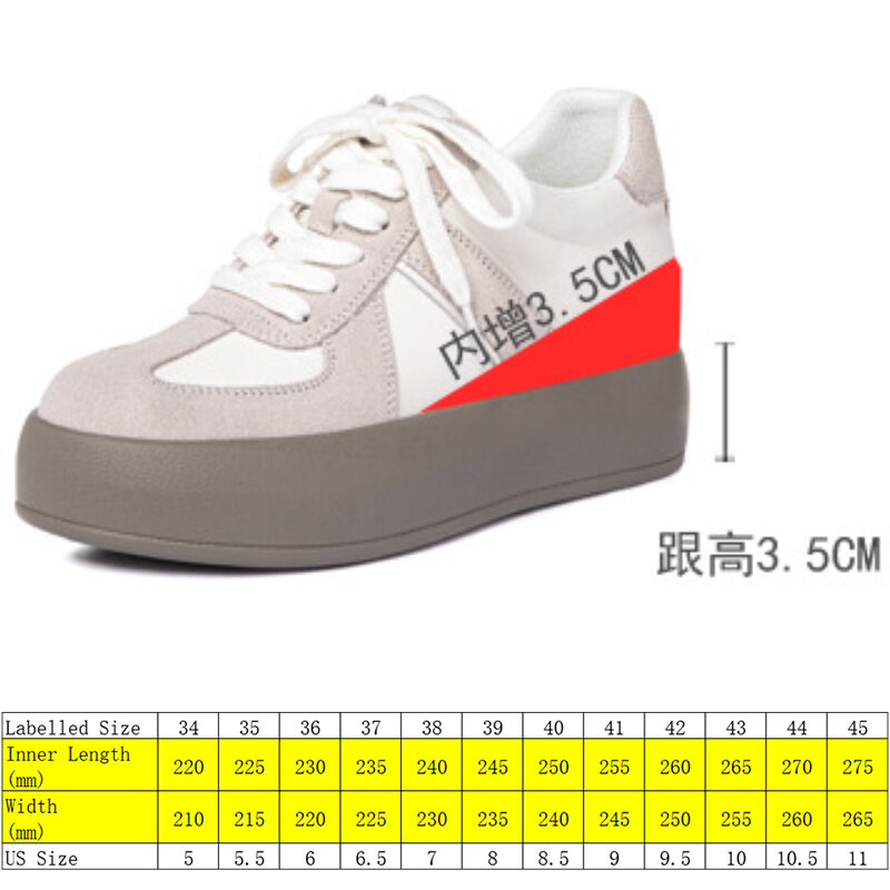 Fujin sepatu kulit asli 7cm untuk wanita, sepatu Sneakers Platform Wedge bahan kulit asli Suede sintetis, sepatu vulkanisir modis merek Tinggi