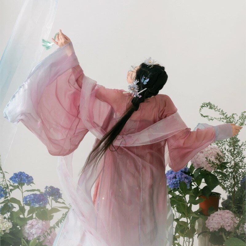 Shuizhongyue 여성 한족 의상, 전통 터미너스 스커트, 세트 자수, 가슴 높이 원피스