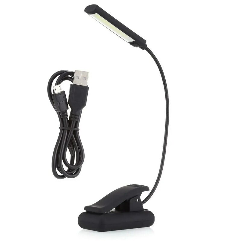 Luz LED de lectura con Clip de batería USB, 6W, COB, brazo Flexible, lámpara de soporte para portátil, Notebook, luz nocturna portátil de trabajo