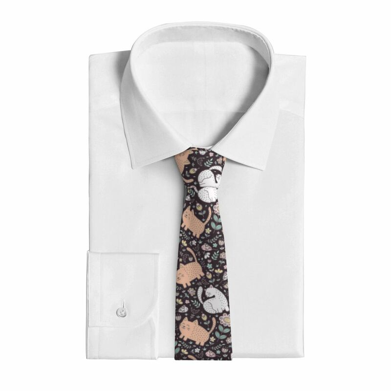 Мужской галстук тонкий милый галстук с котами и цветами модный галстук в свободном стиле для детской свадьбы