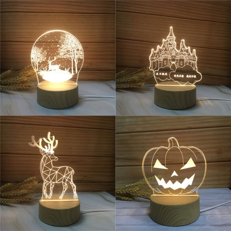 Kryształowa drewniana podświetlana podstawa Stojak Lampka nocna Wyświetlacz LED Podstawa cokołu