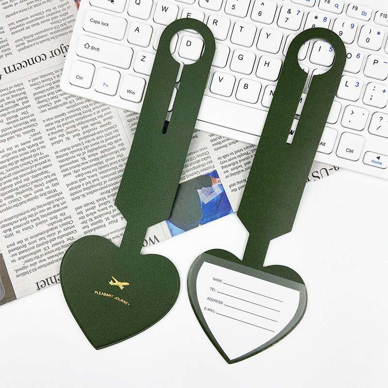 High Quality PU Leather Heart Shaped Luggage Tags Suitcase ID Addres Holder Baggage Tag Portable Label Travel Accessories