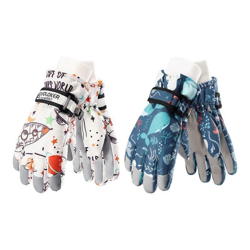 Kids Ski Gloves Waterproof Snow Skiing Warm Mittens Anti-Slip Windproof Snowboard Gloves for Winter Boys Girls Outdoor Sports