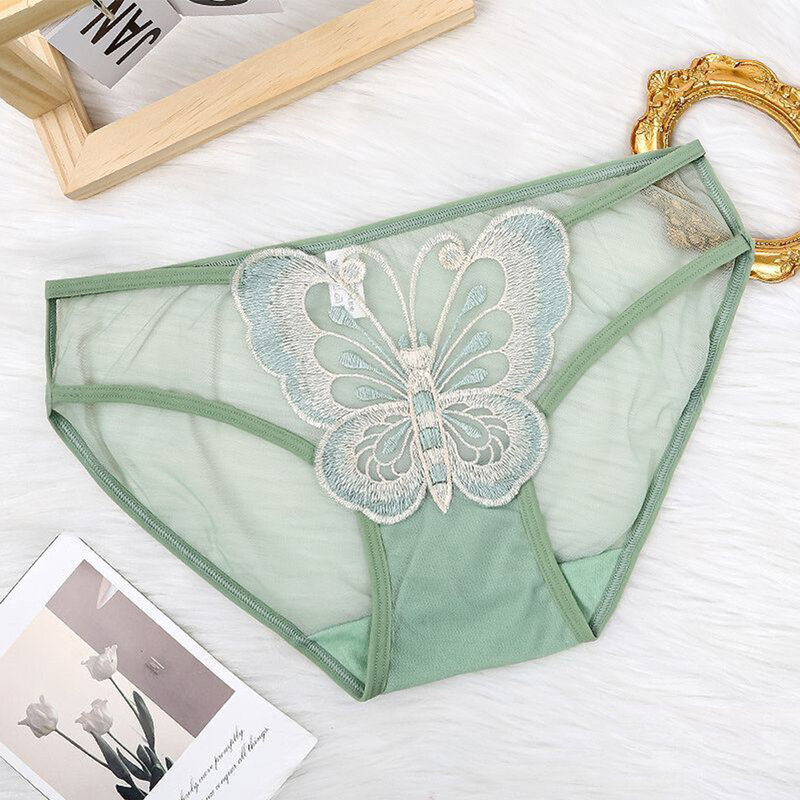 Sexy Women Briefs Butterfly Embroidery Mesh Panties Ultra-thin Transparent Knickers Exquisite Lingerie Breath Erotic Underwear