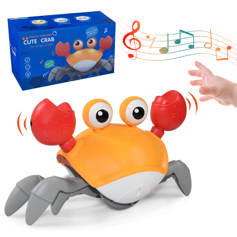NEW Dancing Crab Toy for Babies Crawling Interactive Escape Crabs Walking Dancing with Music Automatically Avoid Obstacles Toys