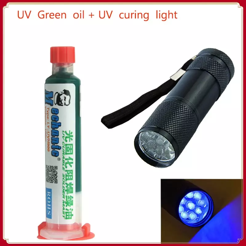 Mechanik 10CC maska lutownicza UV PCB BGA korozyjne łuki lutowanie topniki spawalnicze olej + 9led UV światło utwardzające farba zapobiegająca