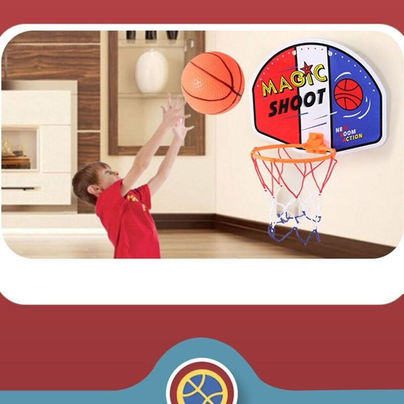 Mini cesta de basquete inflável indoor, jogo de parede, encosto suspenso, brinquedos para crianças, família, crianças, aro, 27x21cm