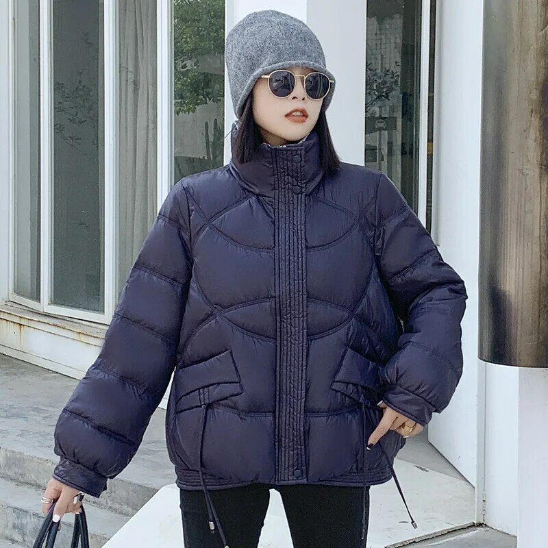 Модная Новая женская зимняя куртка, Женское пальто, парки 2023, верхняя одежда, Женская Короткая свободная куртка с воротником-стойкой
