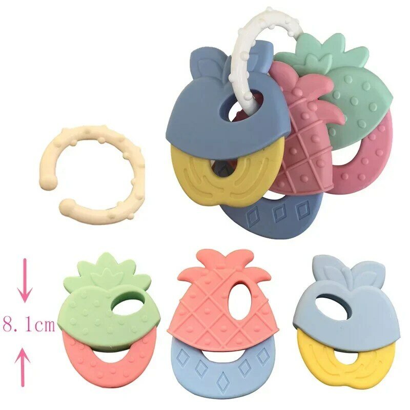 Silicone Teethers for Baby Things Newborn Chews Food Grade Teethers Training Bed Toy  Baby fruit item Feeding Infant Rattle