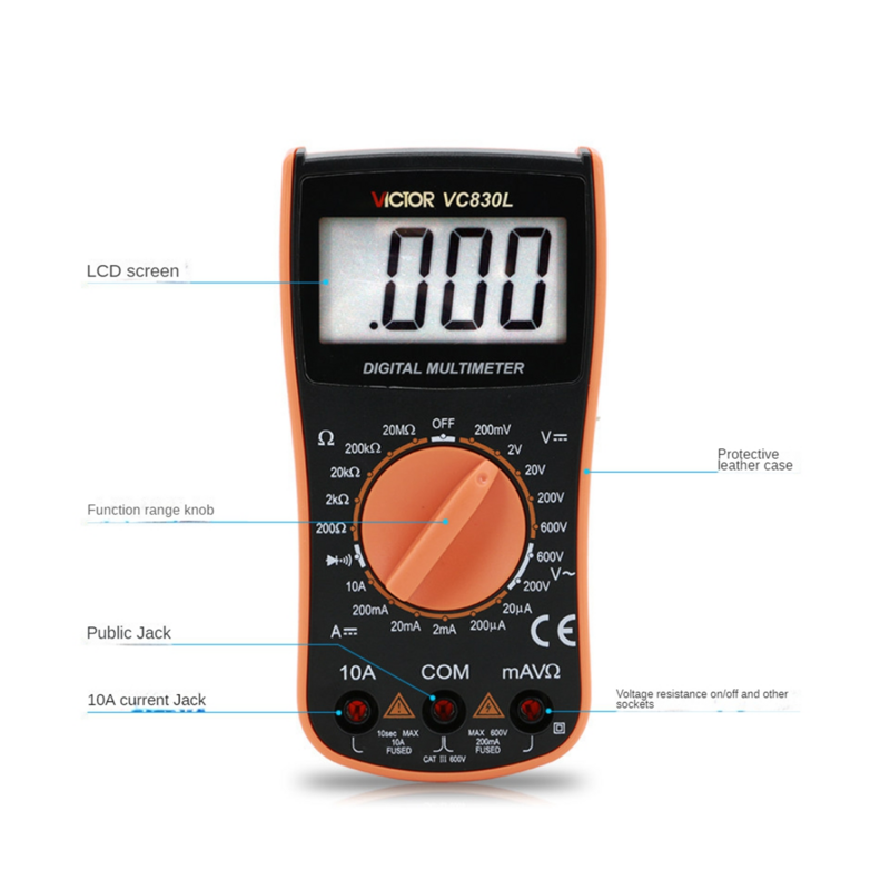 VICTOR Digital Multimeter VC830L Digital Pocket Mini Household Electrician Multimeter High Precision Ammeter