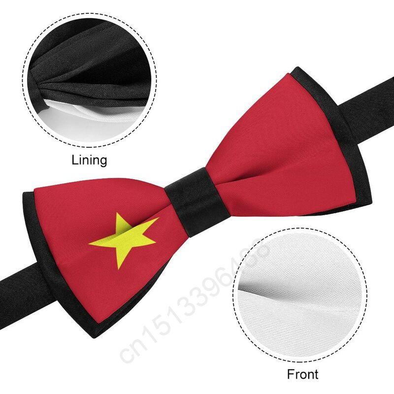 New Polyester Vietnam Flag Bowtie for Men Fashion Casual Men's Bow Ties Cravat Neckwear For Wedding Party Suits Tie