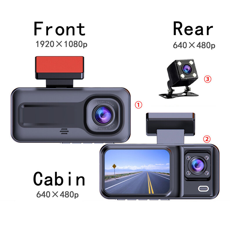 Трехсторонняя Автомобильная камера с 24-часовым мониторингом и аварийным замком