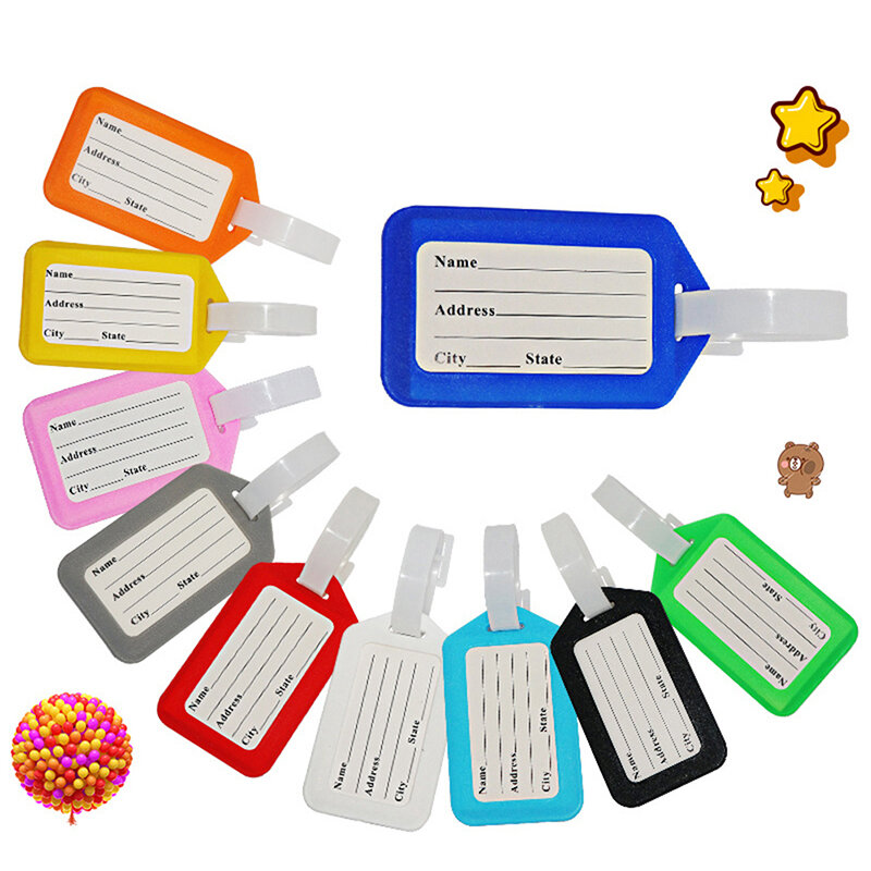 1PC Cute Luggage Tag Plastic Baggage Tags Women Men Boarding Shipping Suitcase ID Address Name Holder Bag Label Travel Accessory