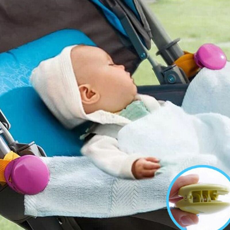 คลิปรถเข็นเด็กทารกหลากสีอุปกรณ์เสริมสำหรับผ้าคลุมรถเข็นเด็กสำหรับเด็กวัยหัดเดินกันเตะควิลท์คลิปหนีบ