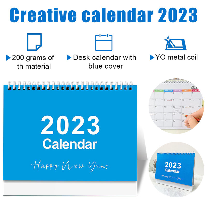 2023 Simple Desk Coil Calendar Daily Schedule Table Planner Yearly Agenda Organizer Office School Supplies New English 23x20cm