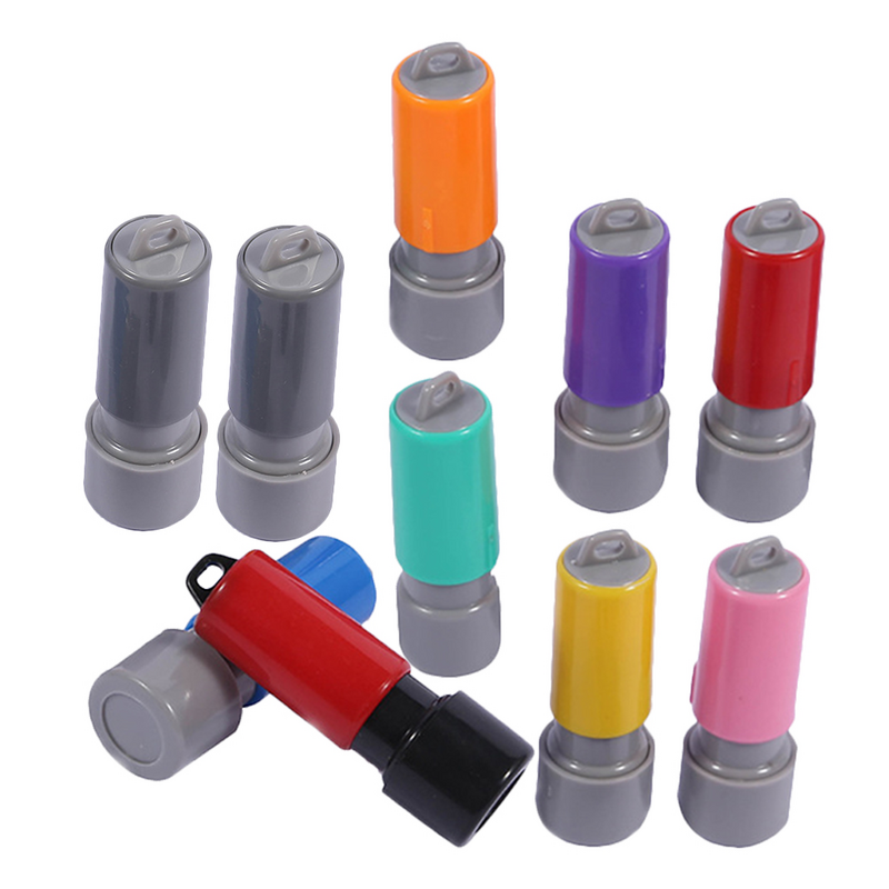 10 Pcs Seal Case Stamp Supply DIY with Ink Pad Postage Stamps Blank Sealed Box Name Making Tool Mini Round Seals