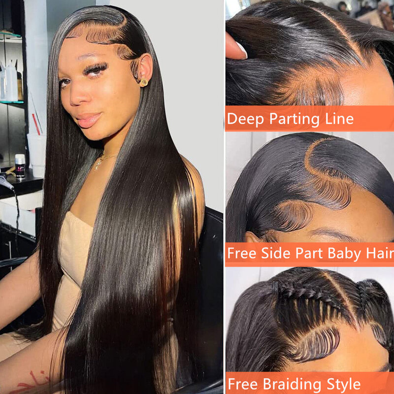 30 inch bone straight Lace Frontal Wigs Human Hair 13x6 Hd Lace Front Wig 200% Density Brazilion Glueless Wigs for women on sale