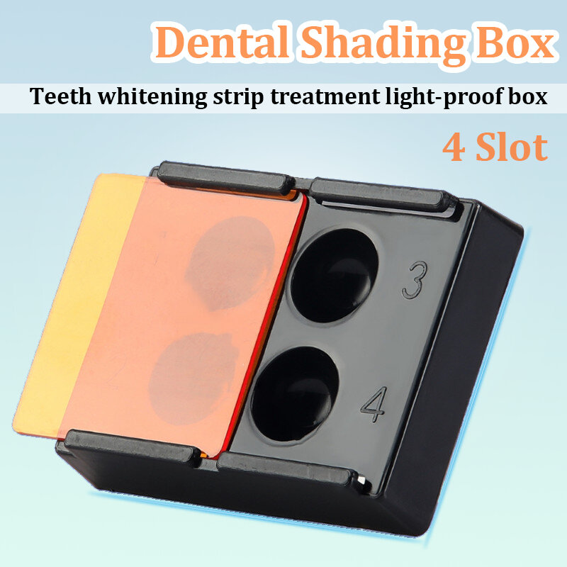 Caja de luz de sombra de resina Dental, caja de luz de sombreado Dental, pozo de mezcla de resina compuesta, estuche de almacenamiento a prueba de luz, 4 ranuras