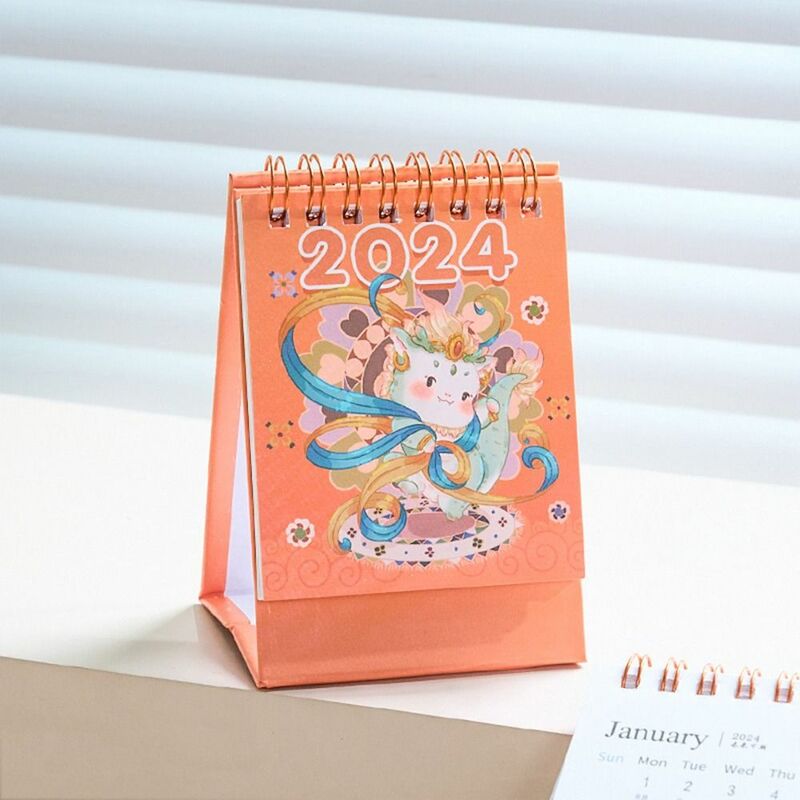 Mini Calendario de año de dragón, fácil de usar, hecho a mano, lindo adorno de escritorio, papel Triangular, estable, Mini Calendario de escritorio, oficina, 2024
