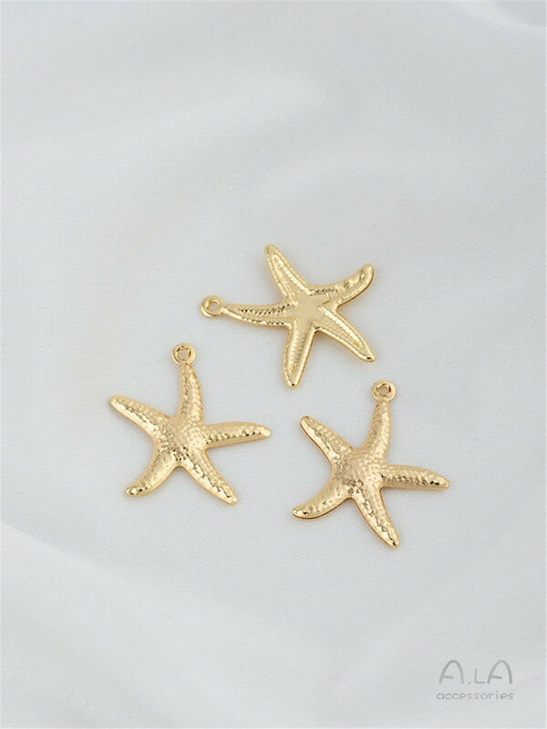 Pacchetto oro 14K ciondolo serie biologia marina conchiglia delfino, stella marina, ciondolo elefante accessori gioielli fai da te B360