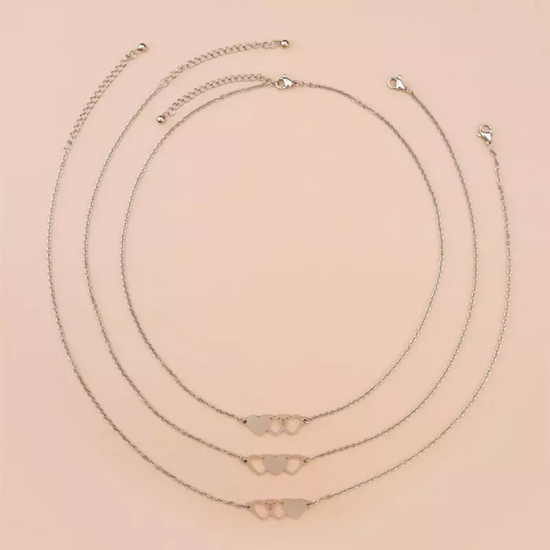 Ожерелье подходит для 3 одинаковых подвесок в форме сердца для дружбы на расстоянии
