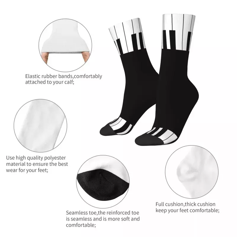 Всесезонные носки с пианино-ключами, высококачественные круглые носки в стиле Харадзюку, аксессуары для мужчин и женщин, подарки