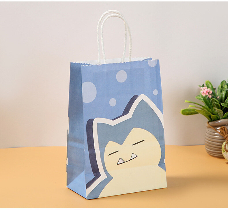 카와이 포켓몬 만화 인쇄 휴대용 종이 가방, 아기 생일 선물 포장 가방 크래프트 종이, 휴대용 쇼핑 가방